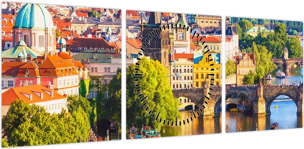 Obraz - Praga II. (z zegarem) (90x30 cm)