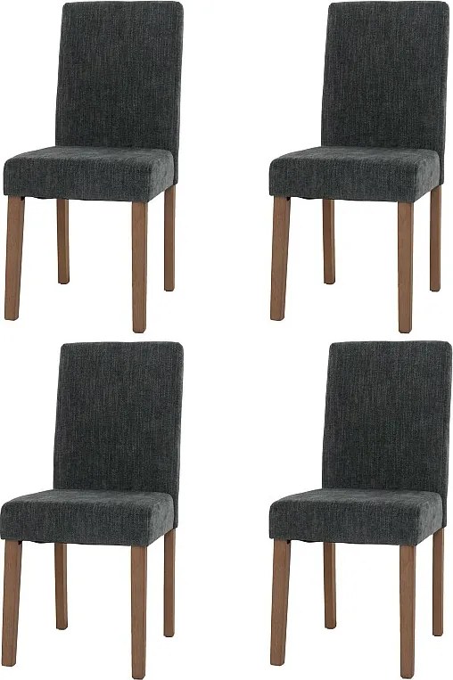 Szenilowe krzesło do jadalni Littau (zestaw 4 sztuk),  ciemnoszary, nogi w kolorze naturalnym