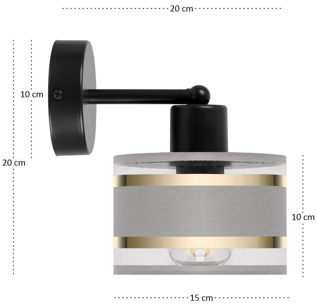 Czarny kinkiet LED z szarym abażurem WD-TI-1010SC-GR jednopunktowy ind