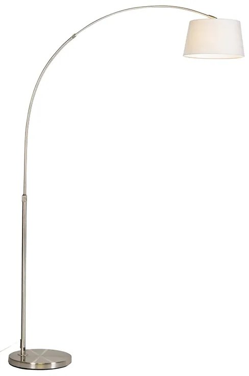Luk Nowoczesna lampa podłogowa łukowa stalowa z białym abażurem z tkaniny - Arc Basic Nowoczesny Oswietlenie wewnetrzne