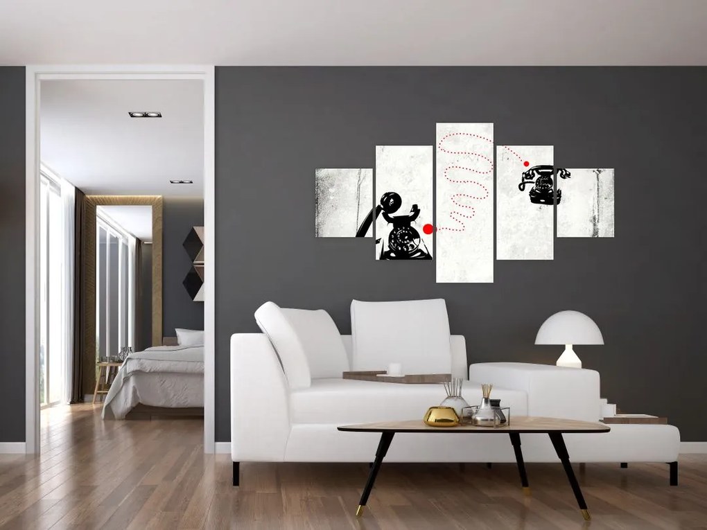 Obraz - Rysunek telefonu w stylu Banksy (125x70 cm)
