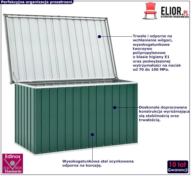 Zielona skrzynia ogrodowa do przechowywania A9-K22