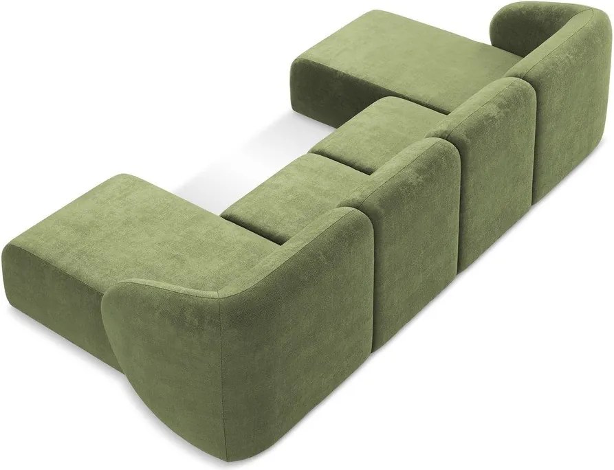 Zielony narożnik z tkaniny szenilowej (w kształcie litery U) Lani – Makamii