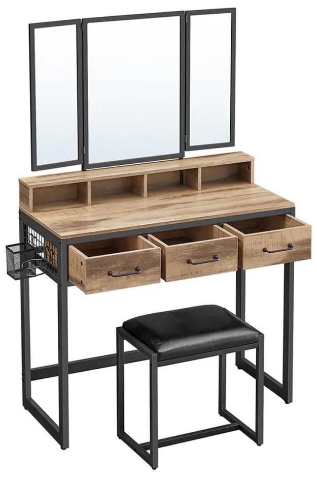 Toaletka z pufem 28,6x42 cm FLORA brązowo-czarna