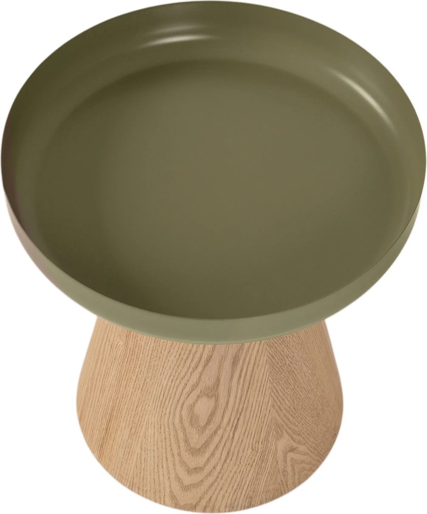 Stolik kawowy okrągły Tresel 40 cm do salonu - naturalny / zielony