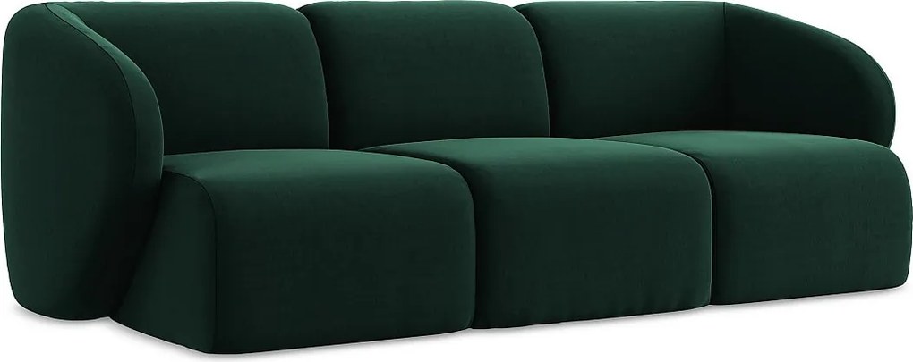 3-osobowa kanapa modułowa - z tkaniny welwetowej - butelkowa zieleń - LANI
