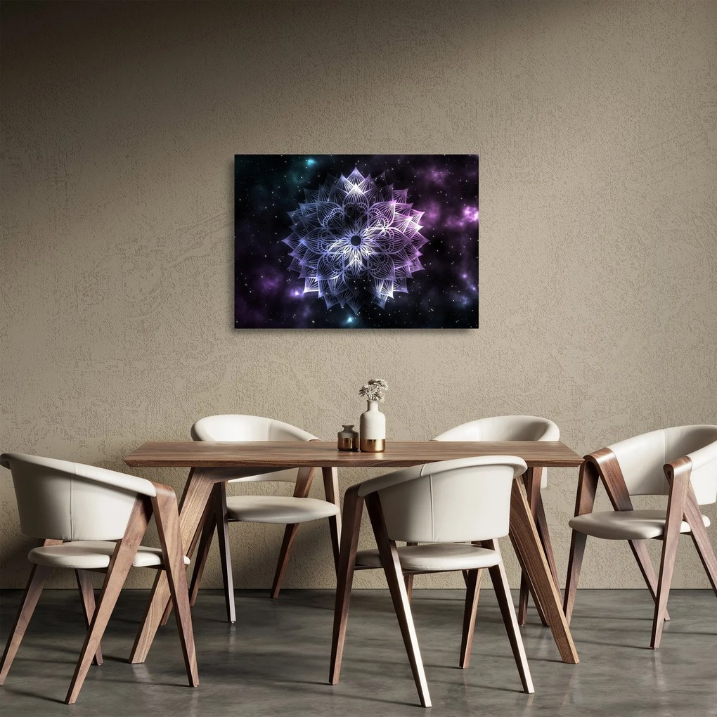 Obraz na szkle - Mandala lotosu w kosmosie (70x50 cm)