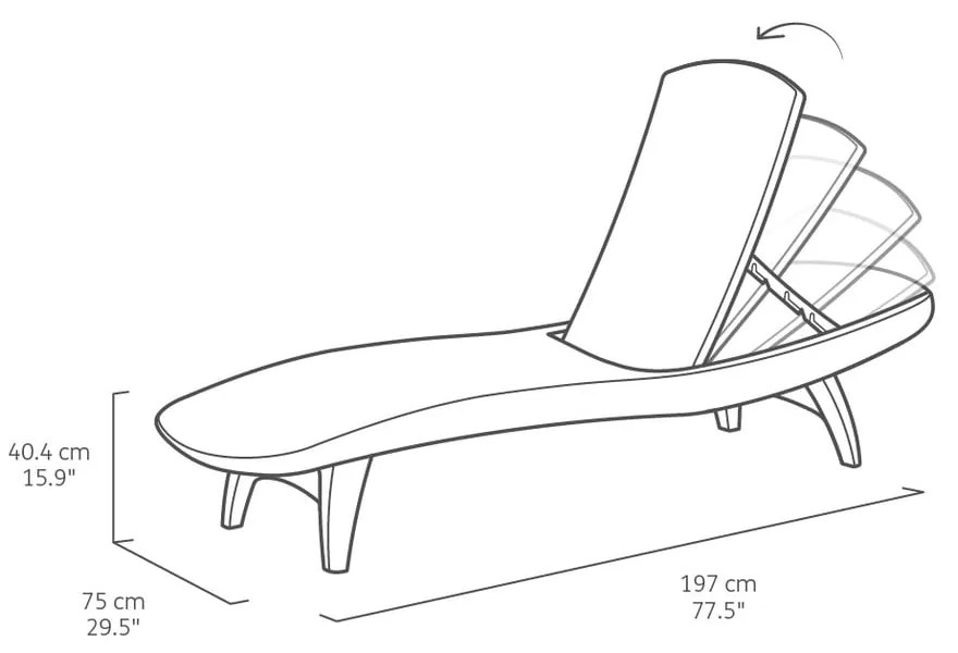 Ciemnobrązowy plastikowy leżak ogrodowy Pacific – Keter