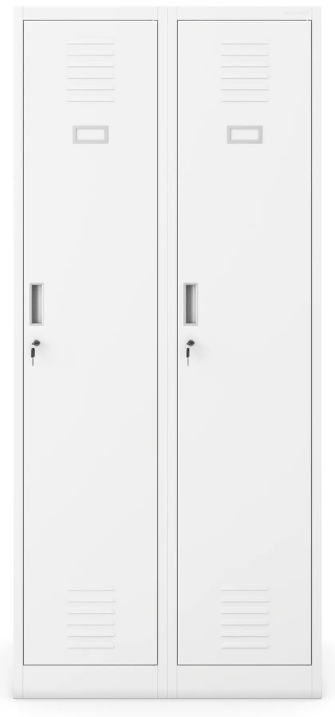 Szafka ubraniowa BHP biała: czterokomorowa KACPER, 800 x 1800 x 500 mm