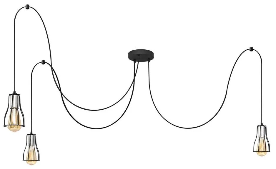 Żyrandol na lince TUBE 3xE27/10W/230V pająk czarny/chrom