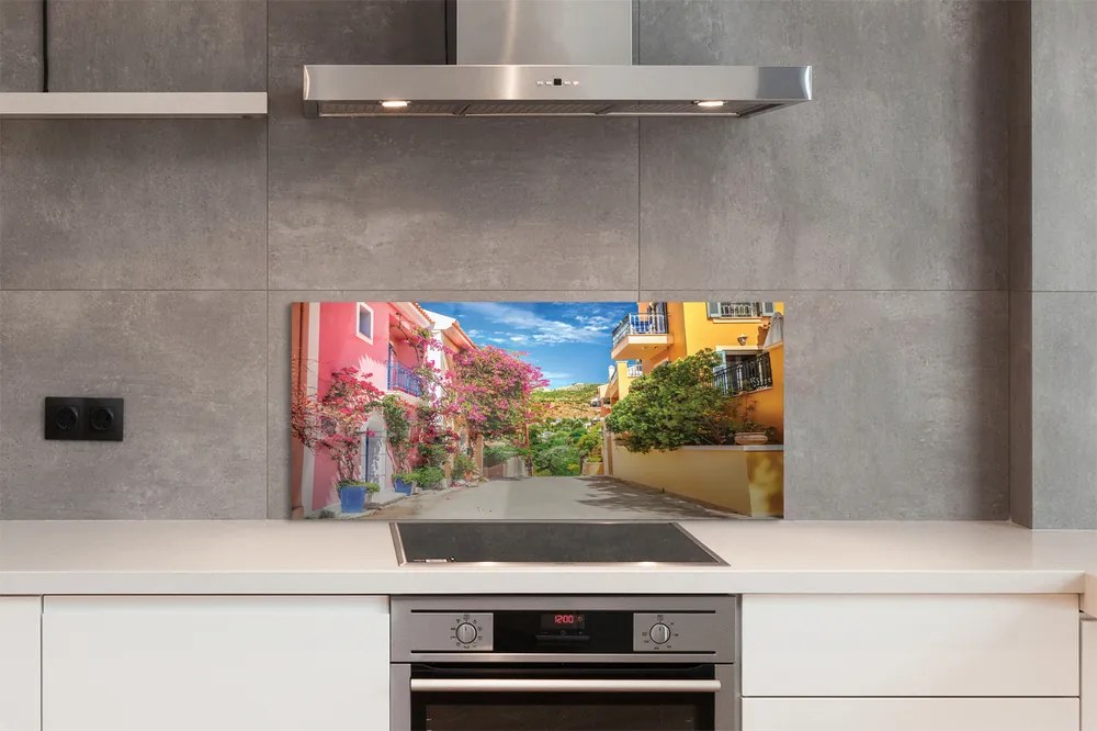 Panel Szklany Kwitnące Ogrody nad Miastem