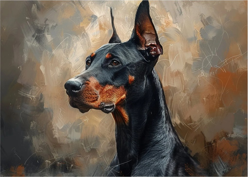 Obraz na szkle - Portret Dobrmana (70x50 cm)