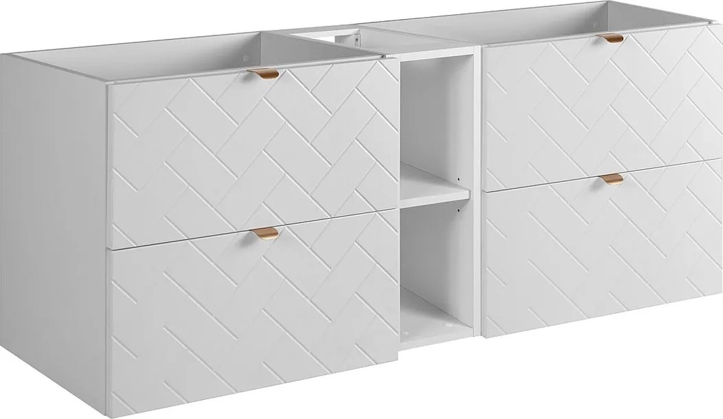 Meble łazienkowe, Biały Mat, 140 x 57 x 46 cm, złote uchwyty