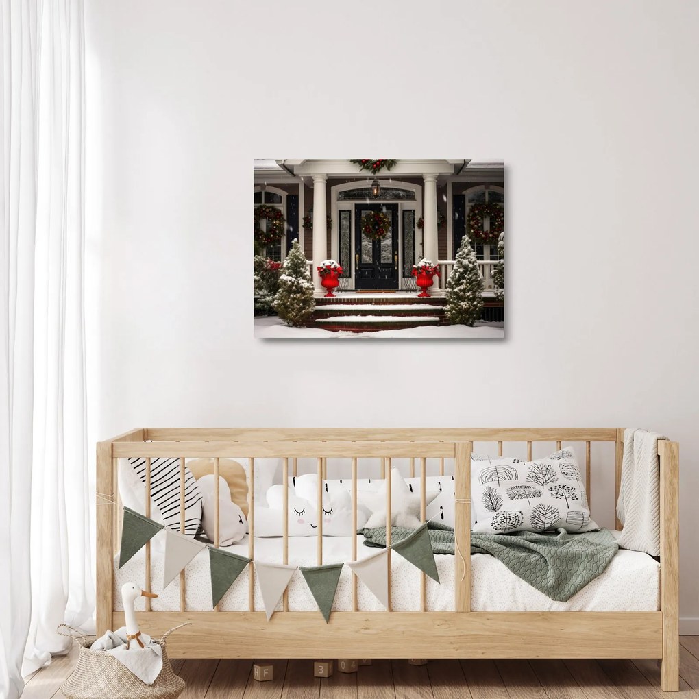 Obraz na szkle - Świątecznie udekorowany dom (70x50 cm)