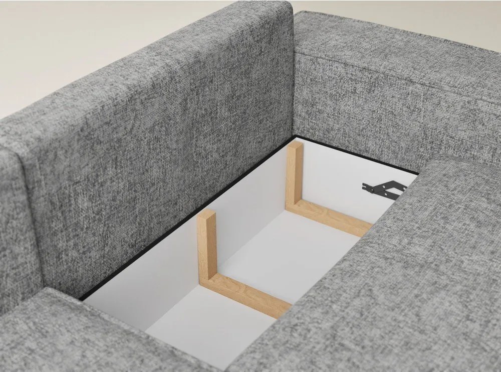 Szary rozkładany/ze schowkiem narożnik z tkaniny szenilowej (lewostronny/w kształcie litery L) Tonga – Maison de Rêve