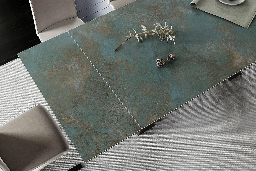 STÓŁ SALVADORE CERAMIC TURKUS OSSIDO VERDE/CZARNY MAT (160-240)X90 SIGNAL