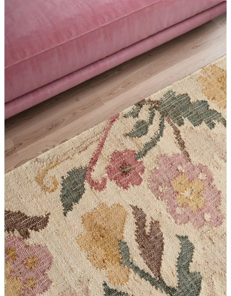 Kremowy chodnik z juty tkany ręcznie 80x200 cm Roya Violette – Elle Decoration