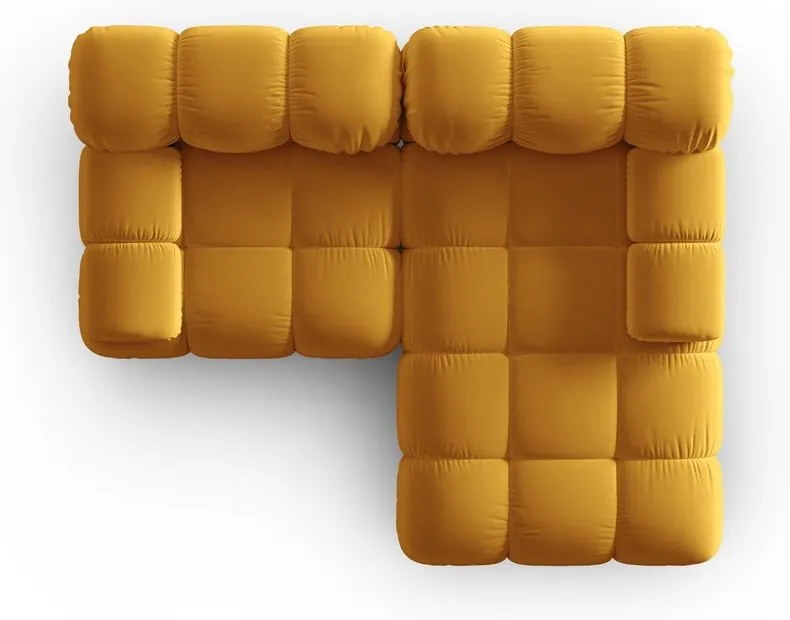 Żółty aksamitny narożnik (prawostronny) Bellis – Micadoni Home