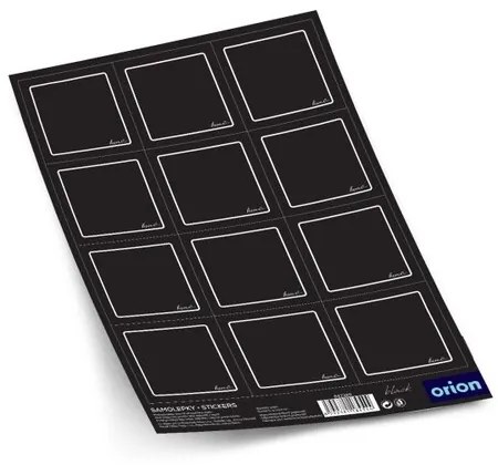 Orion Naklejki na pojemniki BLACK kwadrat czarny, 2 x 12 szt.