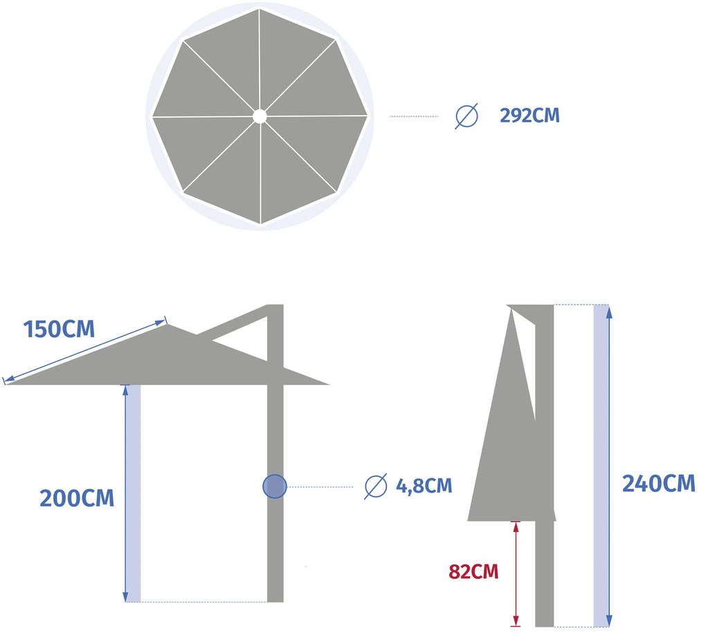 Parasol ogrodowy ze stelażem, MANOA, 300 cm