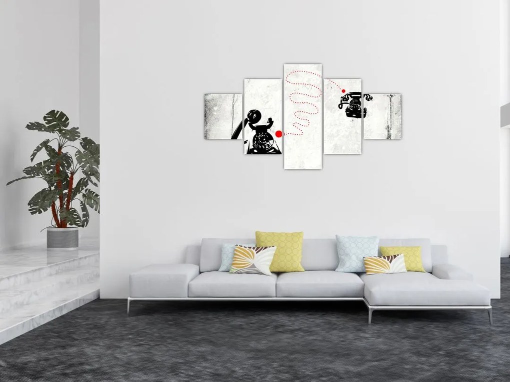 Obraz - Rysunek telefonu w stylu Banksy (125x70 cm)