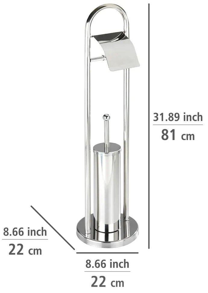 Szczotka do WC z uchwytem na papier toaletowy w srebrnej barwie Wenko Vasto