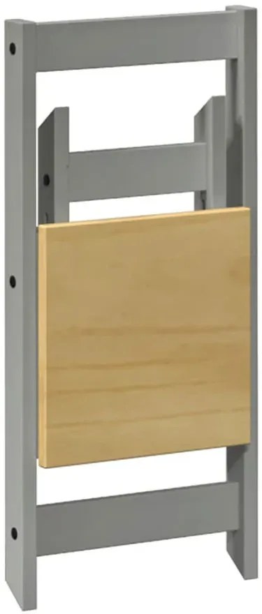 Komplet 4 składanych krzeseł z drewna sosnowego szary + miodowy brąz T7-C03