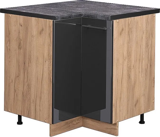 Szafka narożna antracyt wysoki połysk 80.5x60x82 fame-line