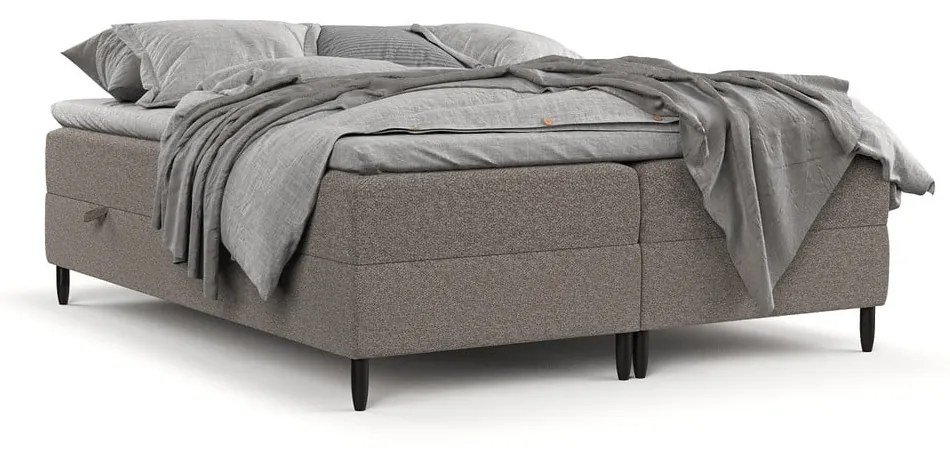 Brązowe łóżko boxspring ze schowkiem 140x200 cm Malte – Maison de Rêve