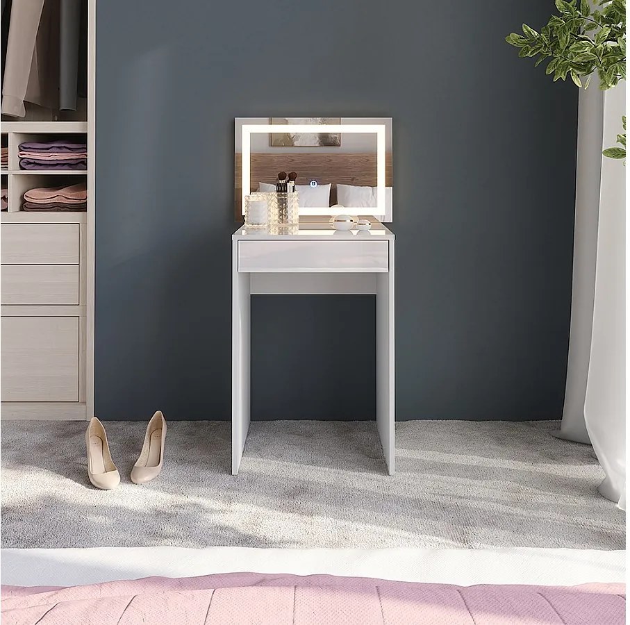 Stół toaletowy biały/biały wysoki połysk 51.4x50.1x76 sherry