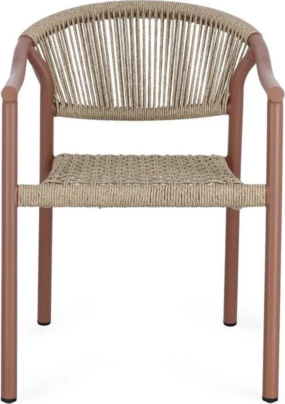Czerwono-naturalne metalowe krzesło ogrodowe Canarias – Bizzotto