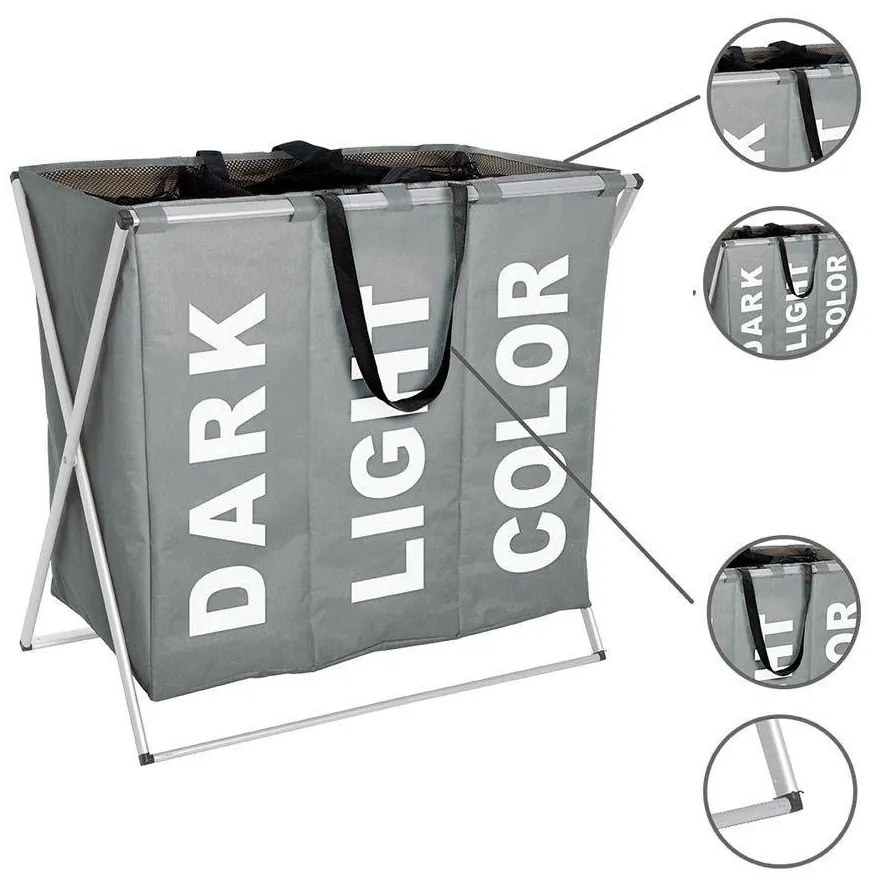 Pojemnik na pranie TRIO GREY - aż 130 litrów, WENKO