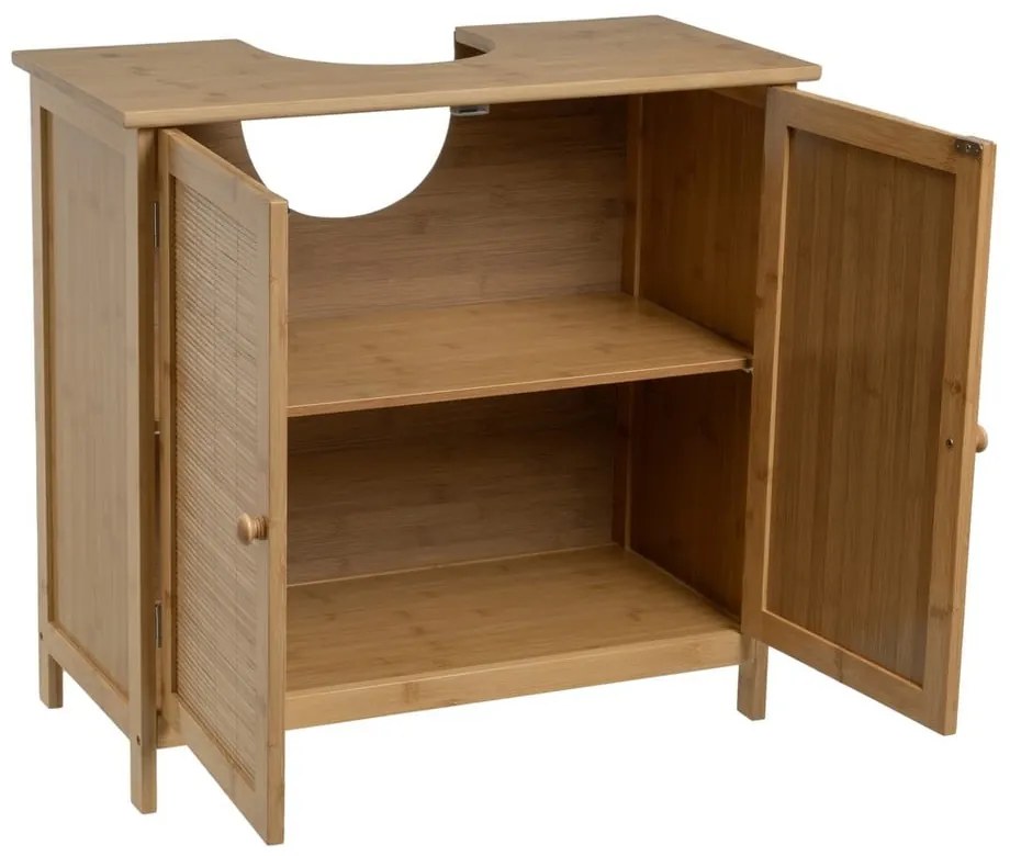 Bambusowa szafka pod umywalkę w naturalnym kolorze 63x60 cm – Casa Selección
