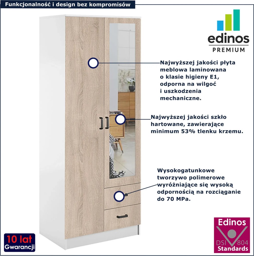 Skandynawska szafa uchylna biały + dąb sonoma T4-L09