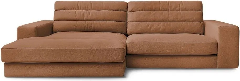 Pomarańczowy aksamitny narożnik (lewostronny/z szezlongiem) Sierra – Bobochic Paris