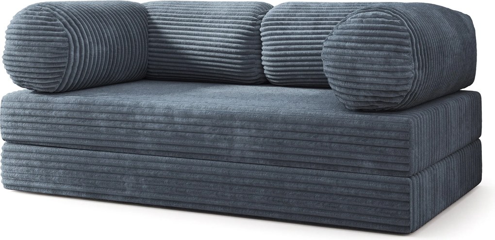 Masseno Sofa piankowa ALVIO z funkcją spania, Kanapa z pianki do salonu, Bezmontażowa, Tkanina sztruksowa – Szary TILIA 85