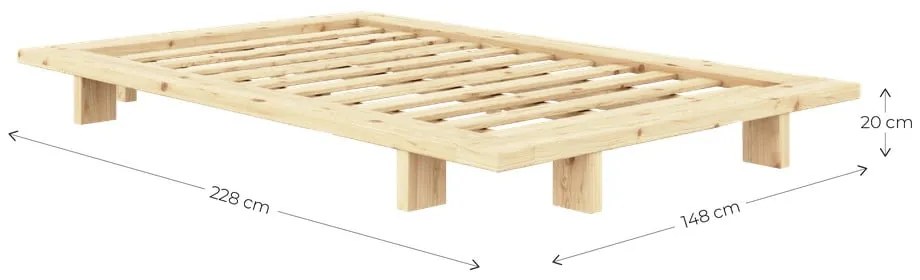 Łóżko jednoosobowe z litego drewna sosnowego ze stelażem 120x200 cm w naturalnym kolorze Japan – Karup Design