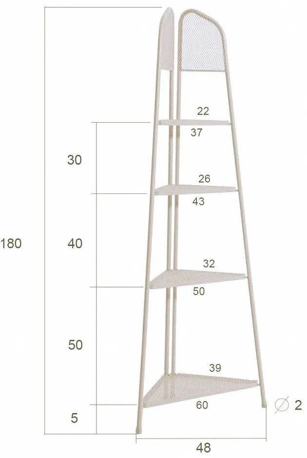 Beżowa metalowa półka narożna na balkon Garden Pleasure MWH, wys. 180 cm