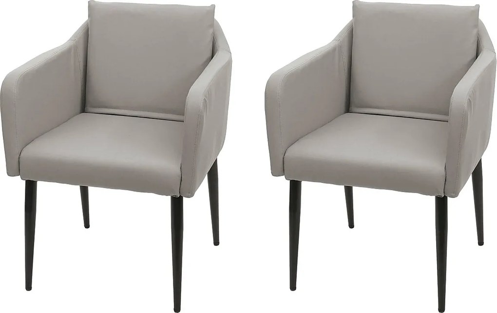 Krzesło do jadalni MCW-H93 (zestaw 2 sztuk),  imitacja skóry taupe-szary