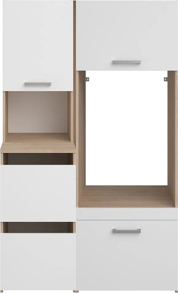 Mebel pod pralkę z szafkami – Jasny naturalny i biały – S111 x W184 – ERKANO