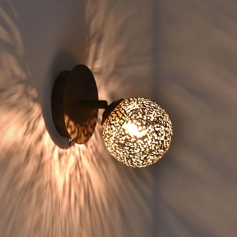 Lampa ścienna brązowa rdzawo-brązowa regulowana z przełącznikiem - Kreta ArtDeco Oswietlenie wewnetrzne