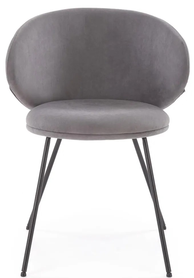 Krzesło do jadalni tapicerowane popiel szary mat welur K587
