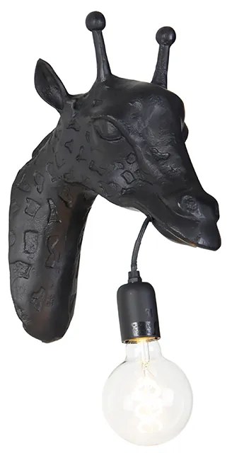 Vintage Lampa ścienna czarna - Zwierzę Żyrafa Rustykalny / Vintage Oswietlenie wewnetrzne