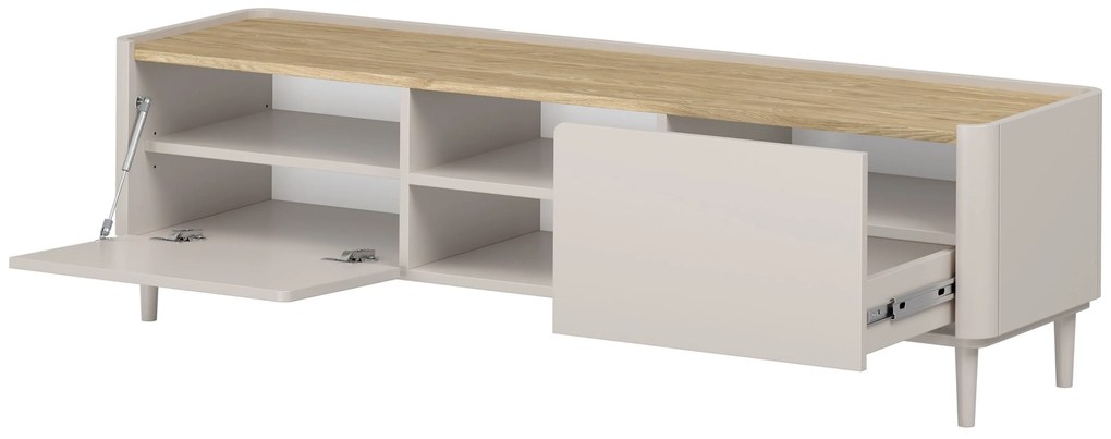 Szafka RTV Elivo 170 cm na nóżkach - kaszmir / dąb olejowany