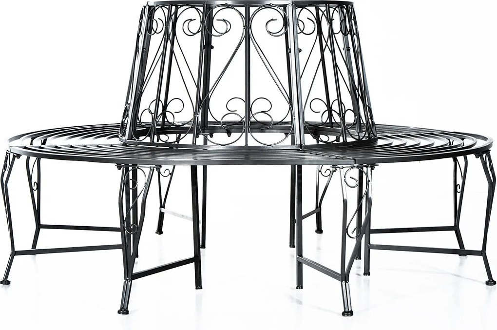 Outsunny Ławka okrągła ławka ogrodowa 360 ° ławka metalowa ∅160cm