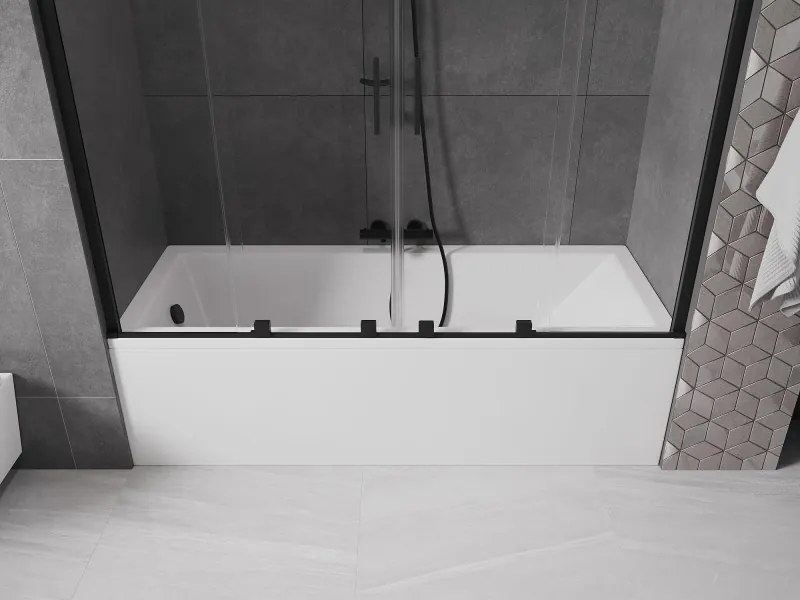 Mexen Velar Duo parawan nawannowy 2-skrzydłowy rozsuwany 170 x 150 cm, transparent, czarny - 896-170-000-02-70