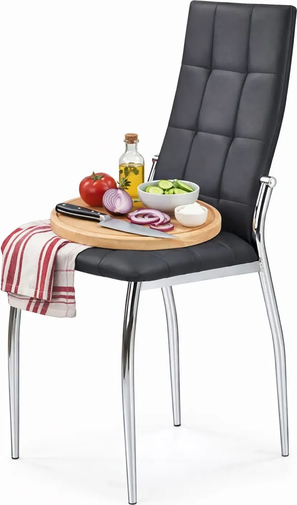 Nowoczesne czarne, pikowane krzesło do kuchni L6-L81