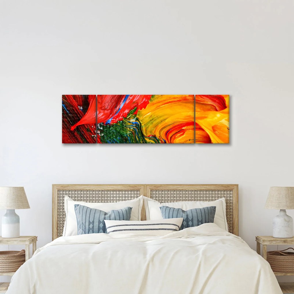 Obraz - Niebieska abstrakcja za pomocą pędzla (170x50 cm)