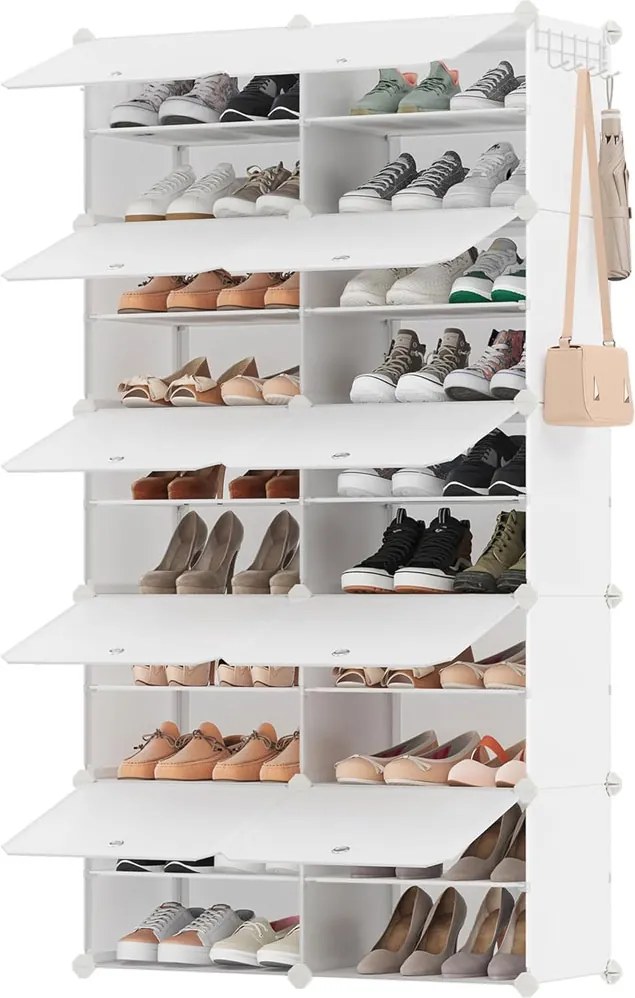 Organizer na buty KIMBERLY, 10 boksów, biały/przezroczysty SongmicsHome