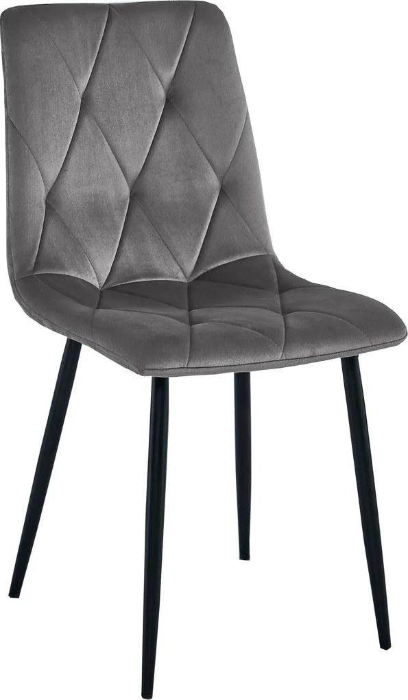Ciemnoszare krzesło pikowane welurowe K8-L83